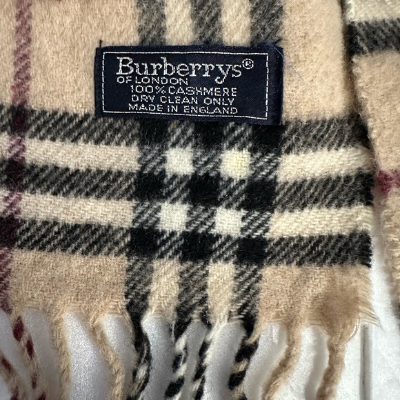 BURBERRY / BURBERRY’S London 100% Cashmere fringe scarf classic check brown VTG - Picture 5 of 10